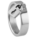 Stainless Steel Ring - Dangling Lock Charm