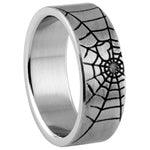 Stainless Steel Ring - Spider Web w/ Heart