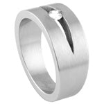 Stainless Steel Ring - CZ Slit