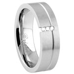 Stainless Steel Ring - Horizontal CZ