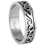 Stainless Steel Ring - Floral Engrave