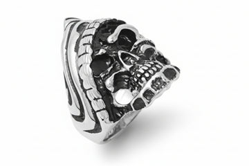 Stainless Steel Biker Ring - Hooded Skull