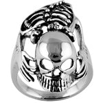 Stainless Steel Biker Ring - Skull & Spine