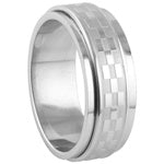 Stainless Steel Ring - Checker Spinner