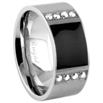 Stainless Steel Ring - Carbon Square CZ Inlay