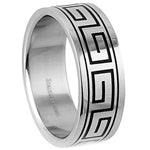 Stainless Steel Ring - Thin Black Maze