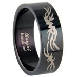 Stainless Steel Ring - Black Tribal Enamel