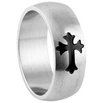 Stainless Steel Ring - Black Cross