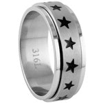 Stainless Steel Ring - Stars Spinner