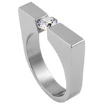 Stainless Steel Ring - CZ Tension Hammer