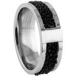 Stainless Steel Ring - Stingray Leather Bangle