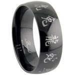 Stainless Steel Ring - Black Enamel Chinese