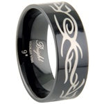 Stainless Steel Ring - Tribal Black Enamel