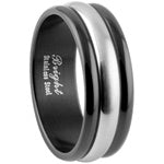 Stainless Steel Ring - Black Ridges 2