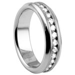 Stainless Steel Ring - Polished CZ Inlay