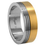 Stainless Steel Ring - Brushed Gold Ridge