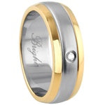 Stainless Steel Ring - 2 Tone CZ