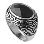 Stainless Steel Ring - Black CZ