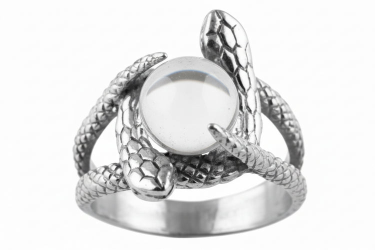Stainless Steel Ring - Snake Crystal