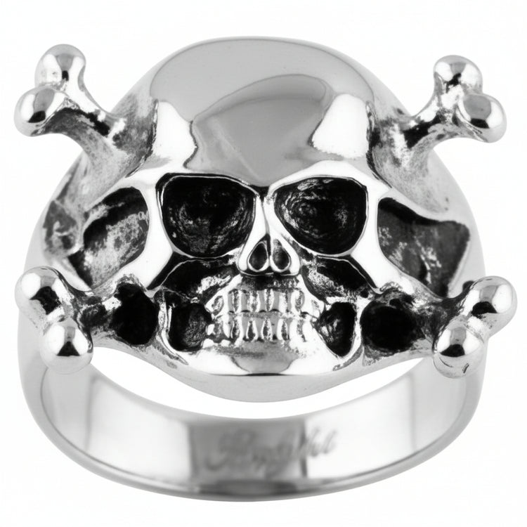 Steel Skull Ring - Skull & Crossbones