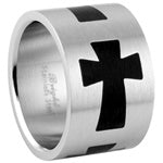Stainless Steel Ring - Black Crosses 2