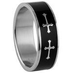 Stainless Steel Ring - Black Cross 2