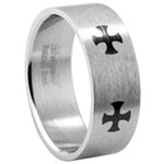 Stainless Steel Ring - Black Crosses 3