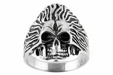 STEEL SKULL RING - Fire Skull
