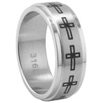 Stainless Steel Ring - Crosses 2