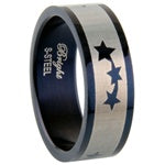Stainless Steel Ring - Black Star Enamel