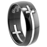 Stainless Steel Ring - Black Cross Puzzle