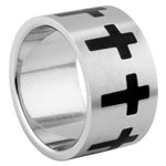 Stainless Steel Ring - Crosses Etch