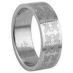 Stainless Steel Ring - Butterfly Etch
