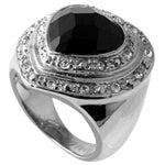 Stainless Steel Ring with Onyx and CZ