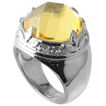 Stainless Steel Ring with Yellow CZ