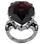 Antique Design Cocktail Stainless Steel Ring - Amethyst CZ