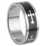 Stainless Steel Ring - Black Crosses 4
