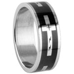 Stainless Steel Ring - Black Crosses 5