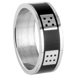 Stainless Steel Ring - Black Dice Faces