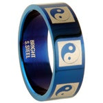 Stainless Steel Ring - Blue Yin & Yang