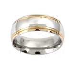 Stainless Steel Plain Wedding Band with Gold IP