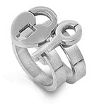 Stainless Steel Ring - 2 In 1 Commitment Heart Lock & Key Ring