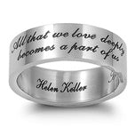 Stainless Steel Ring - Hellen Keller Quote