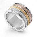 Stainless Steel Ring - Gold Ridges