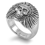 Stainless Steel Ring - Native Chieftain Skull
