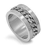 Stainless Steel Ring - Braided Chain in the middle