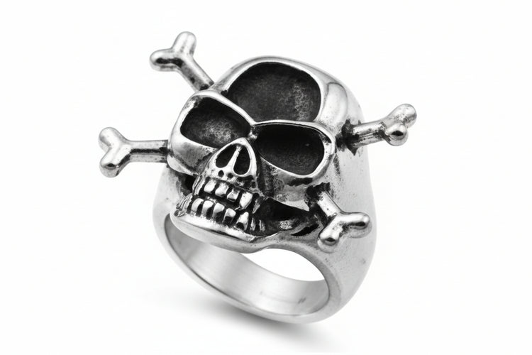 Stainless Steel Ring - Skull w/ Cross Bone