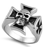 Stainless Steel Ring - Cross with Skull