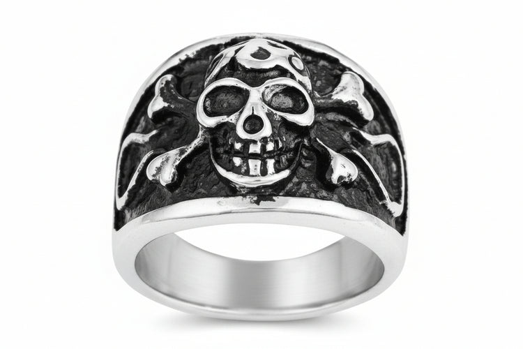 Stainless Steel Ring - Skull w/ Cross bone