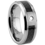 Tungsten Ring with Diamond & Carbon Fiber